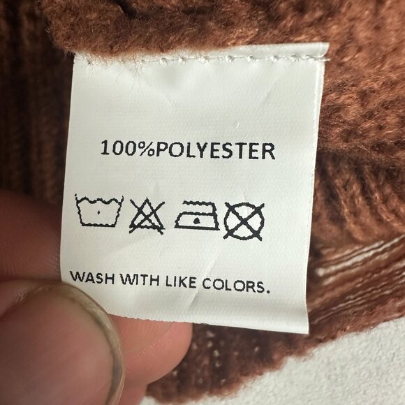 Distressed Brown Knit Sweater - Womens Size L - 100% Polyester - Picture 5 of 6